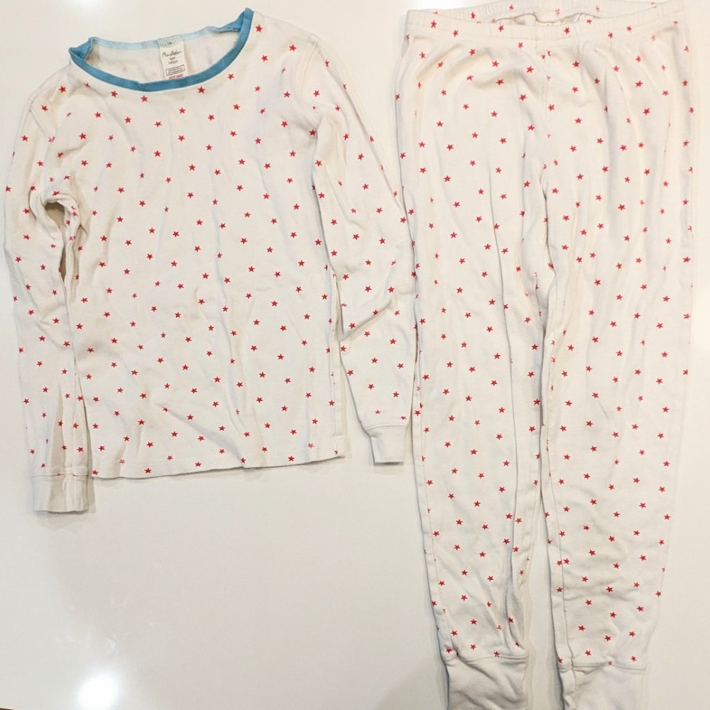 Mini Boden Size 10Y Pajama set, red stars with blue collar